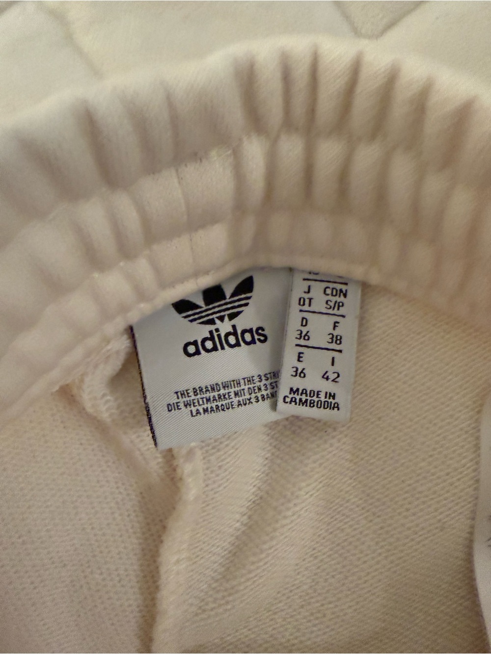 Adidas Rhinestone Logo Cream Drawstring Sweatpants - Picture 3 of 4